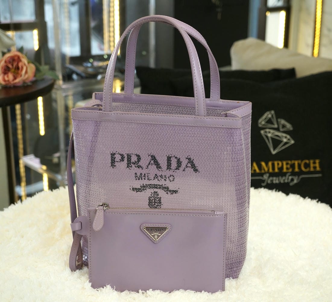 PRADA Small Rete Paillettes Tote